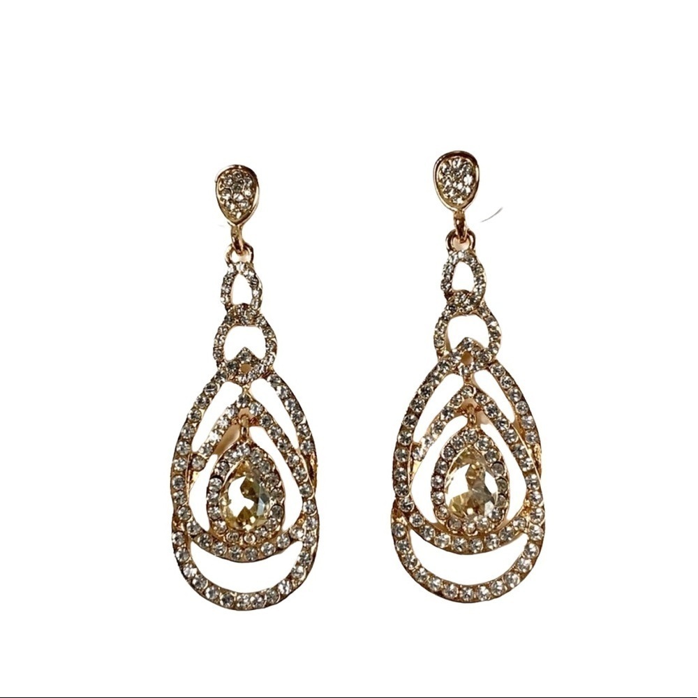 Gold & Rhinestone Bling Earrings